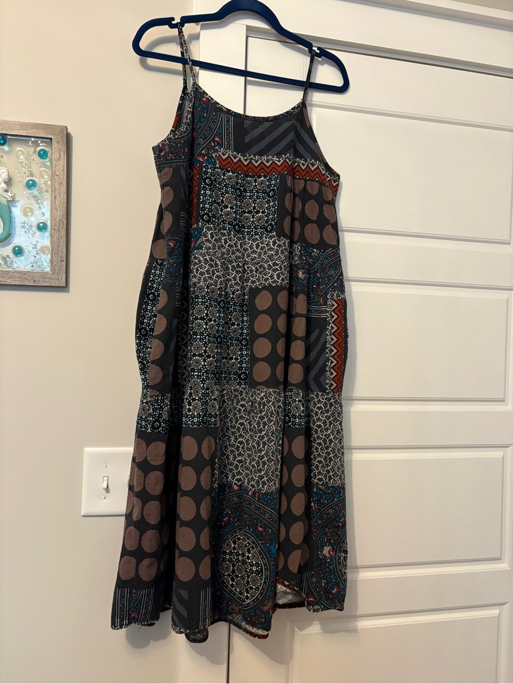 Boho Patchwork Maxi Dress - Brown & Black